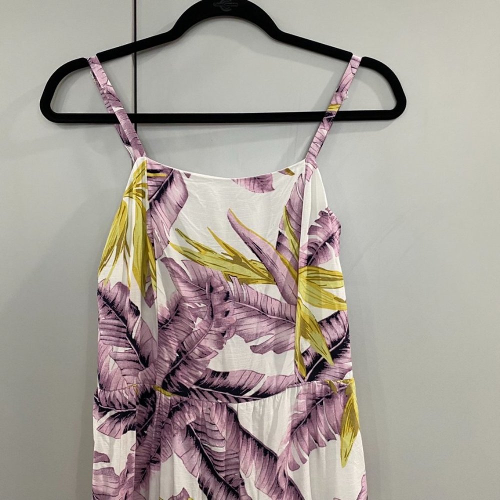 Loft Tropical Tiered Mini Dress Spaghetti Strap Purple White Size 2 - Picture 11 of 11